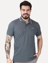 Polo Guess Masculina Piquet Silk Linear Light Friso Azul Médio Tamanho:S/P