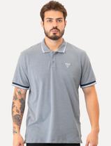 Polo Guess Piquet Frisos Triangulo Bordado Light Azul Mescla