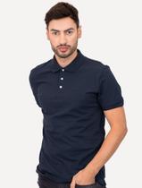 Polo John John Masculina New Simple Light Button Azul Marinho