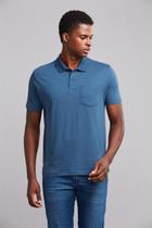 Polo Manga Curta com Bolso Comfort Malha Básica - Azul Noturno