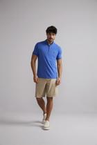 Polo Manga Curta com Zíper Básica Malha Slim Fit - Azul Bic Polo Manga Curta com Zíper Básica Malha Slim Fit - Azul Bic
