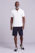 Polo Manga Curta com Zíper Comfort Básica - Branco