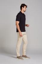 Polo Manga Curta com Zíper Comfort Básica - Preto