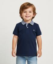 Polo Manga Curta Infantil Gola Chambray c/ bordado Nº 2