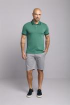 Polo Manga Curta Malha Básica Slim Fit - Azul Topázio