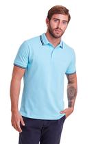 Polo Manga Curta Piquet Básica Slim Fit - Azul Acqua