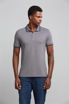 Polo Manga Curta Piquet Básica Slim Fit - Cinza Escuro