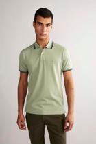 Polo Manga Curta Piquet Básica Slim Fit - Verde Folha