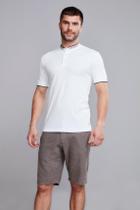 Polo Manga Curta Piquet Slim Fit - Branco