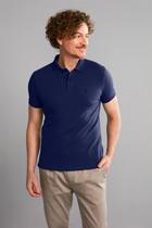 Polo Manga Curta Premium Malha Slim Fit - Azul Noturno