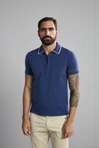 Polo Manga Curta Premium Malha Slim Fit - Azul Noturno