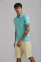 Polo Manga Curta Premium Malha Slim Fit - Verde Jade