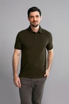 Polo Manga Curta Premium Piquet Slim Fit - Verde Azeitona