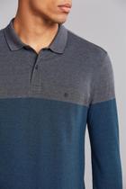 Polo Manga Longa Piquet Slim Fit - Cinza Escuro / Azul Marinho Polo Manga Longa Piquet Slim Fit - Cinza Escuro / Azul Marinho