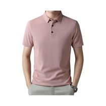 Polo Masculina Casual Waffle Manga Curta - Moda Sólida