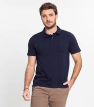 Polo Masculina Com Bolso Cotton Leve Diametro Azul