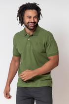 Polo Masculina Curta Com Botão Algodão Polo Wear Verde Escuro