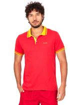 Polo Masculina Detalhe Gola Manga Polo Wear Vermelho Médio