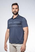 Polo Masculina Estampada com Bolso Chumbo