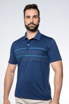 Polo Masculina Estampada com Bolso Marinho