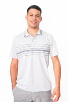 Polo Masculina Estampada com Bolso Mescla Claro