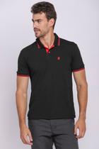 Polo Masculina Filete Duplo Algodão Polo Wear Preto