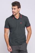 Polo Masculina Filete Duplo Polo Wear Cinza Escuro