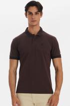 Polo Masculina Piquet Bordada Polo Wear Marrom Médio