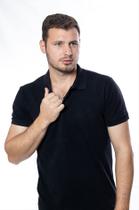 Polo Masculina Piquet Preta - CO2 Polo Masculina Piquet Preta - CO2