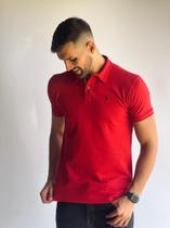 Polo Masculina Piquet Vermelho com Elastano Etiqueta Bordada