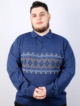 Pólo masculino com botão e jacquard Pólo masculino com botão e jacquard