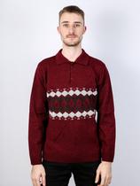 Pólo masculino com botão e jacquard