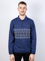 Pólo masculino com botão e jacquard