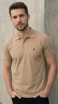 Polo Piquet Lisa Com Botão Polo Wear Bege Médio