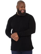 Polo Plus Size Masculina de Zíper Anistia Manga Longa Preta
