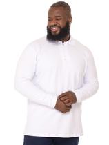 Polo Plus Size Masculina de Zíper Manga Longa Anistia Branca