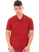 Polo Reserva Masculina Pima Cotton Piquet Prime Tipped Collar Bordô