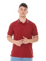 Polo Reserva Masculina Pima Cotton Piquet Tipped Collar Bordô