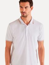 Polo Reserva Masculina Regular Piquet Friso Rajado Branca