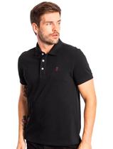 Polo Sergio K Masculina Piquet Bordeaux Logo Preta