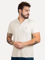 Polo Tommy Hilfiger Masculina Malha Liquid Cotton Essential Off-White