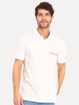 Polo Tommy Hilfiger Masculina Piquet Small Chest Stripe Branca Polo Tommy Hilfiger Masculina Piquet Small Chest Stripe Branca