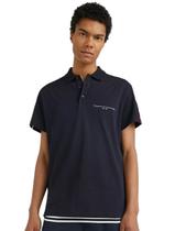 Polo Tommy Hilfiger Masculina Regular Global Stripe Shoulder Azul Marinho Polo Tommy Hilfiger Masculina Regular Global Stripe Shoulder Azul Marinho