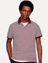 Polo Tommy Hilfiger Masculina Regular Piquet 1985 Striped Bordô
