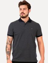 Polo Tommy Hilfiger Masculina Regular Piquet Tech Stripe Azul Marinho Polo Tommy Hilfiger Masculina Regular Piquet Tech Stripe Azul Marinho