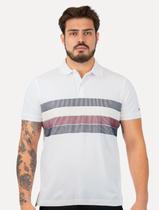 Polo Tommy Hilfiger Masculina Regular Shadow Global Stripe Branca Polo Tommy Hilfiger Masculina Regular Shadow Global Stripe Branca