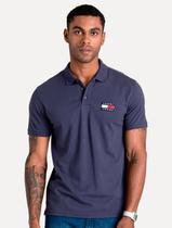 Polo Tommy Jeans Masculina Regular Classic Flag Badge Azul Marinho