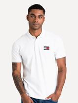 Polo Tommy Jeans Masculina Regular Classic Flag Badge Branca