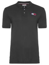 Polo Tommy Jeans Masculina Regular Flag Badge Preta