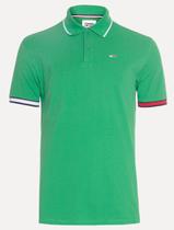 Polo Tommy Jeans Masculina Regular Piquet Flag Cuffs Verde
